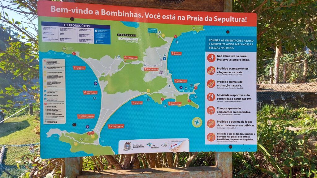 Descubra Praia e Trilha da Sepultura em Bombinhas 3 placa praia sepultura • Rota dos Viajantes
