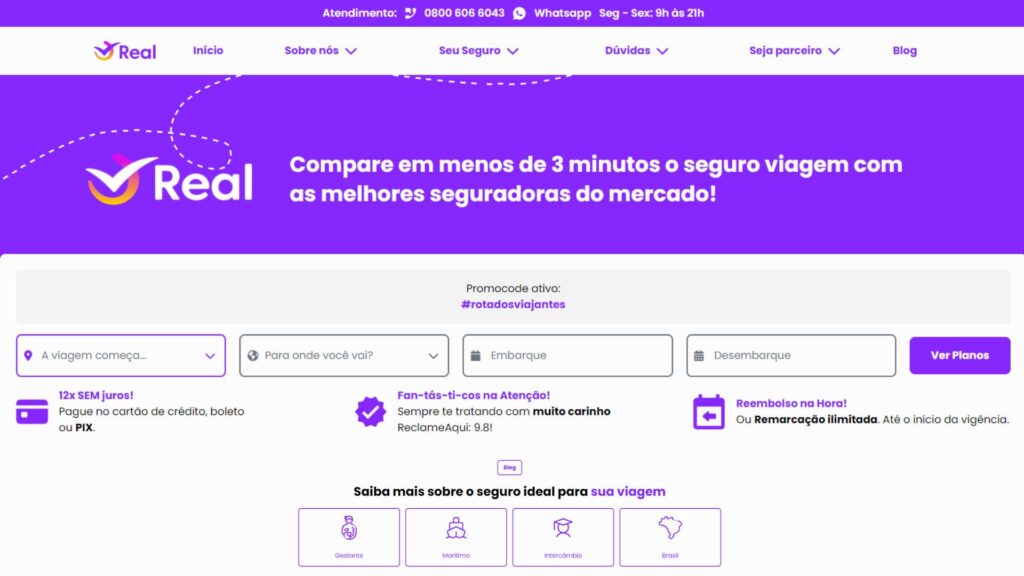 Como Simular e Contratar a Real Seguro Viagem Online 1 Real Seguro Viagem • Rota dos Viajantes